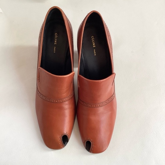 Celine Leather Brown Peep Toe Pump 80 SZ 6/36 - Picture 4 of 12